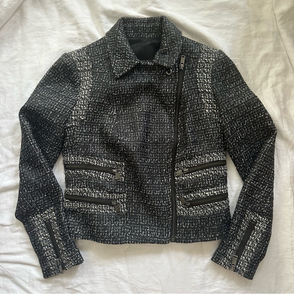 Banana Republic Black and Gray Tweed Blazer